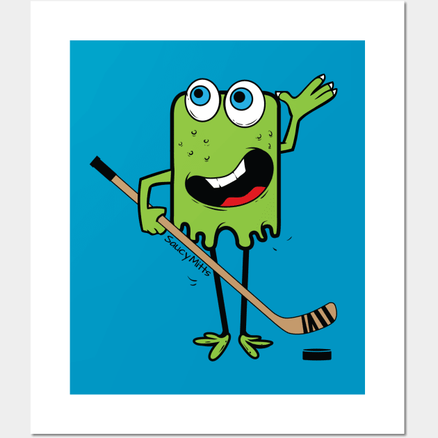 Green Hockey Monster Wall Art by SaucyMittsHockey